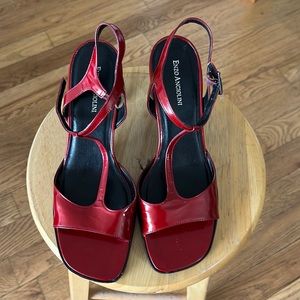 Enzo Angioloni red patent slingback heels in size 10m